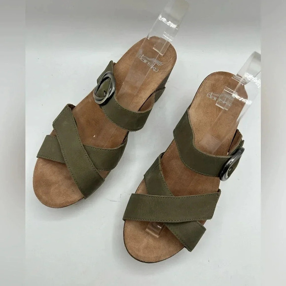 DANSKO "Susie" Sage Milled Nubuck Sandals Platform Shoe Open Toe Heel Sz 40 - Picture 2 of 10